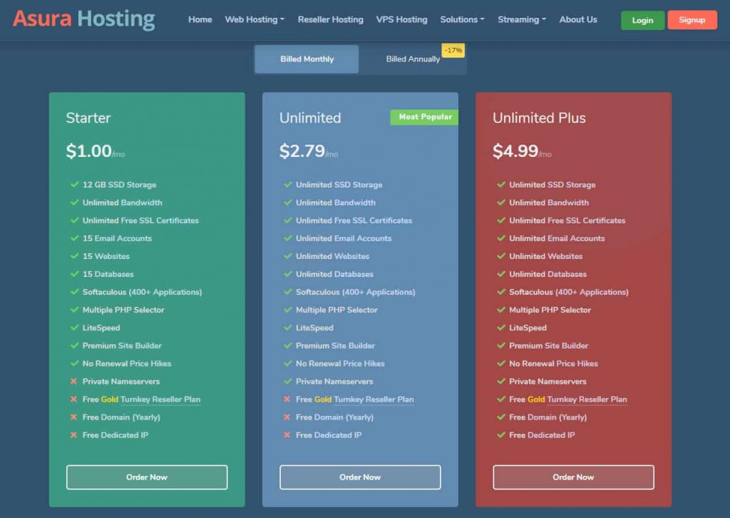 Asura Hosting Pricing