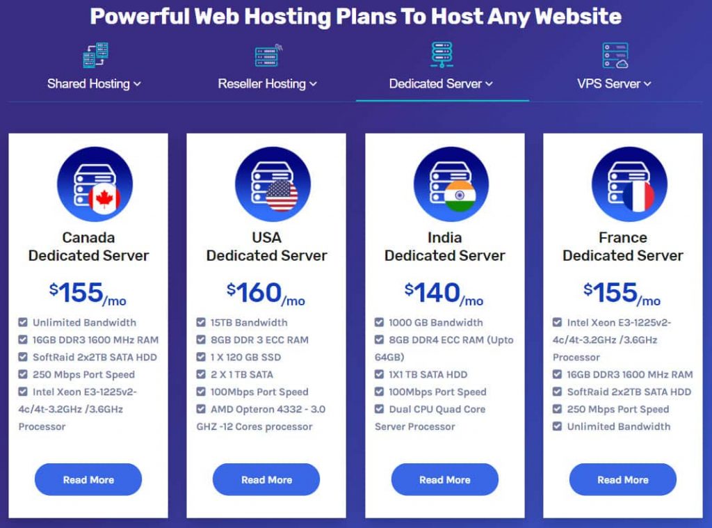 Dedicated Hosting Plans