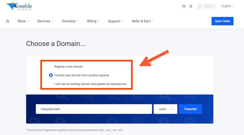 Veeble Domain Registration
