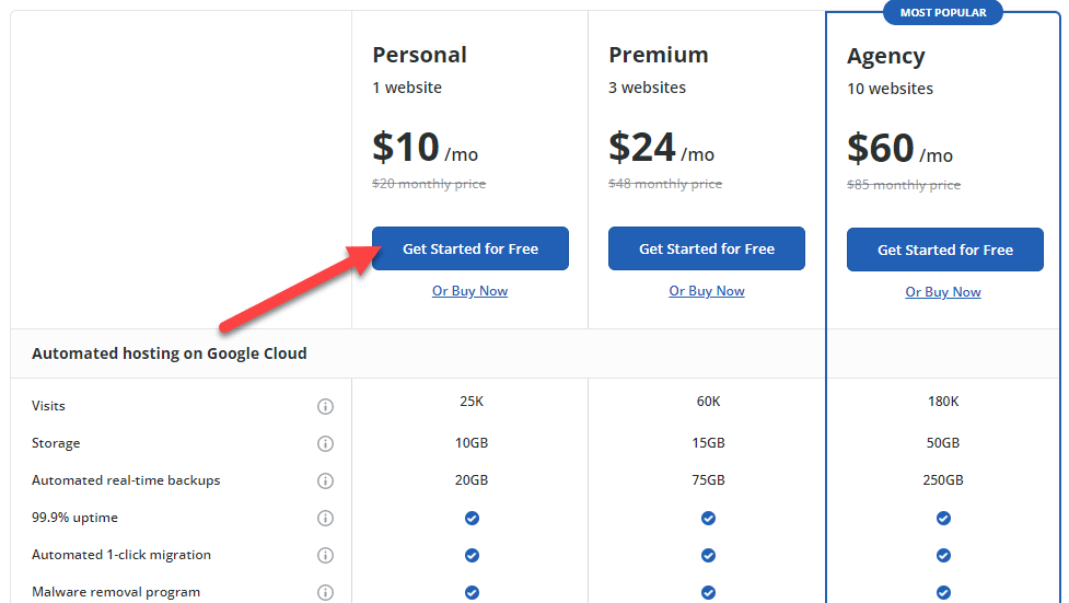 10Web Pricing Plans