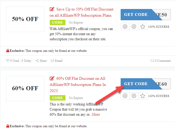 AffiliateWP Coupon Codes