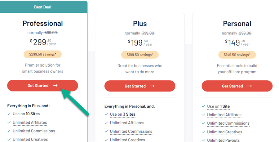 AffiliateWP Pricing Plans
