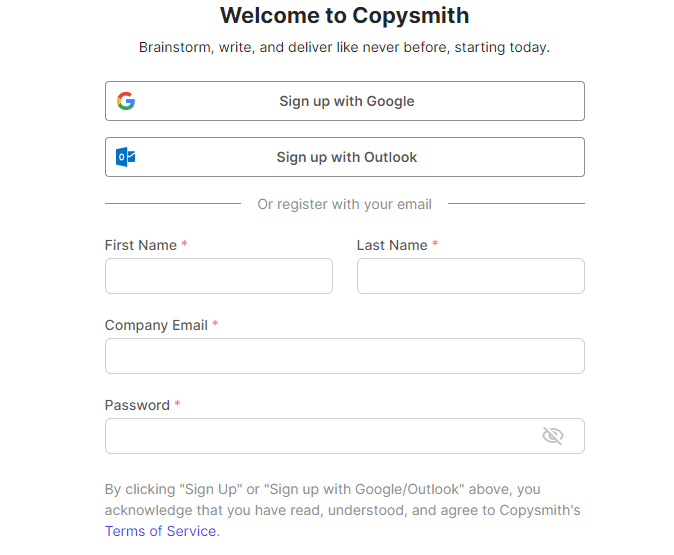 Copysmith Sign Up