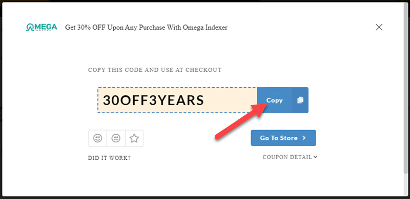 Copy Omega Indexer Coupon