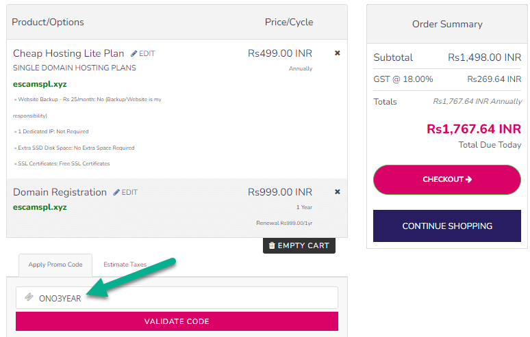 Paste OnoHosting Promo Code