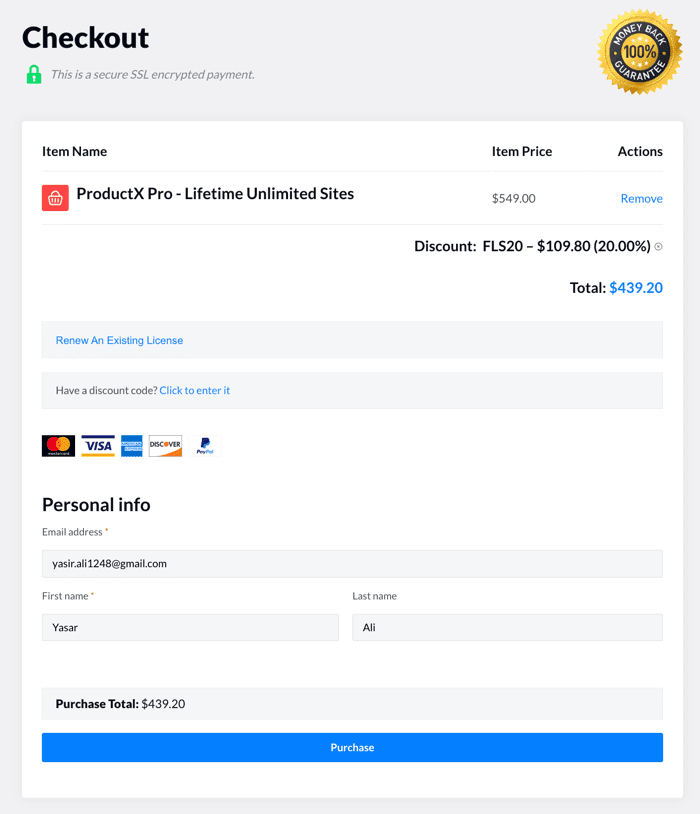 ProductX Coupon Applied