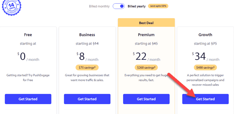 PushEngage Plans