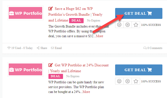 WP Portfolio Coupons