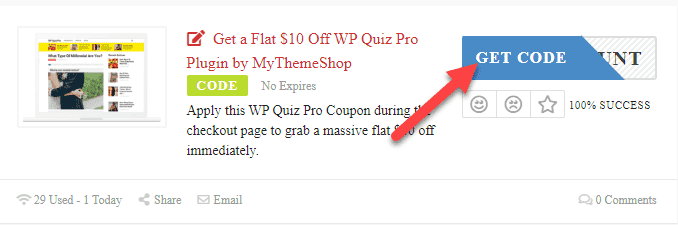 WP Quiz Pro Coupons