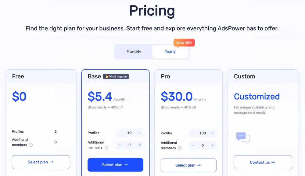 AdsPower Pricing