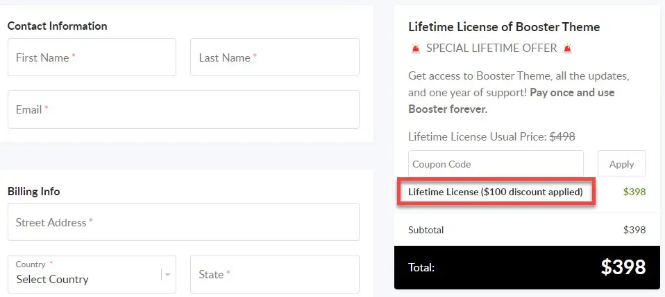 Booster Discount Applied