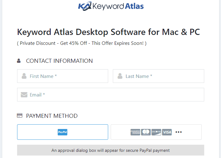 Keyword Atlas Sign Up Page