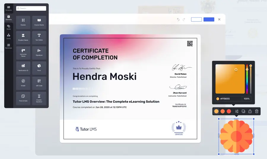 Tutor LMS Certificate Builder
