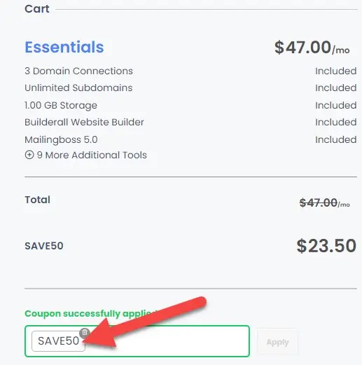 BuilderAll Coupon Applied