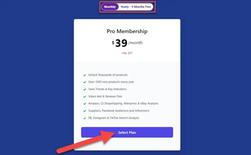 Dropship Spy Pricing Plan