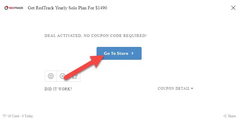 RedTrack Deal Popup