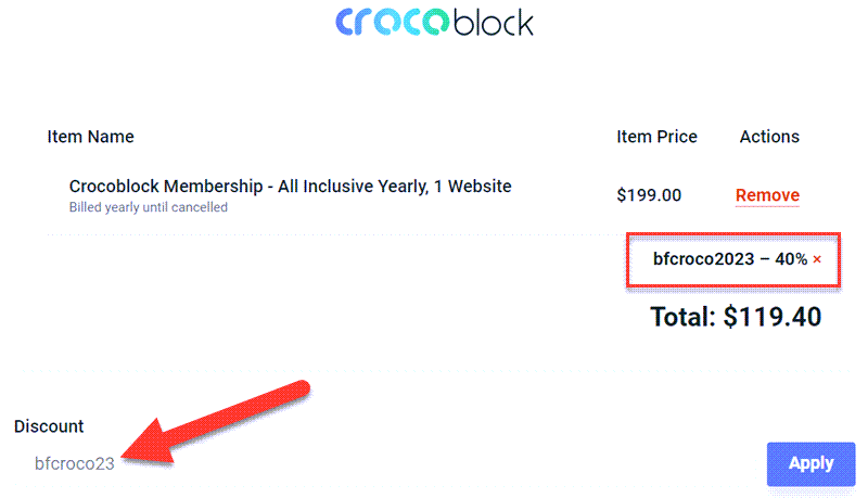 CrocoBlock Coupon Applied