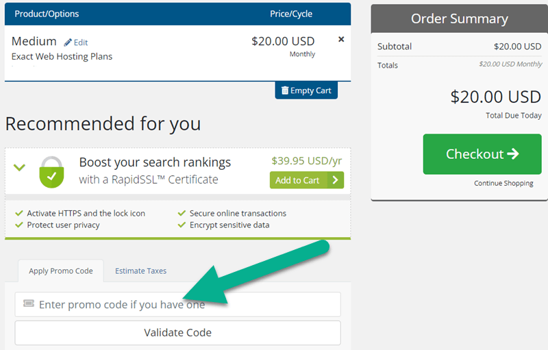 Exact Hosting Coupon Box