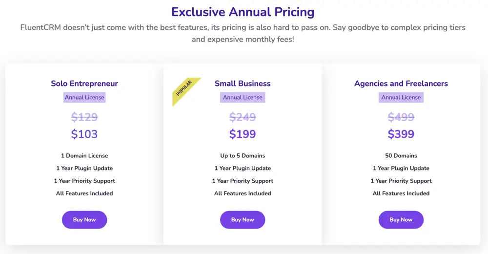 FluentCRM Pricing