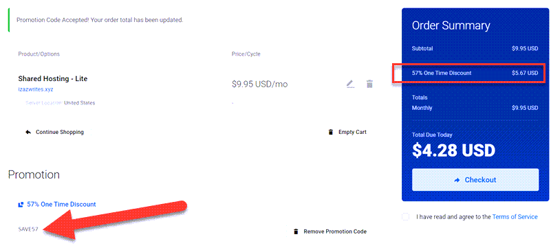 HostDash Coupon Applied