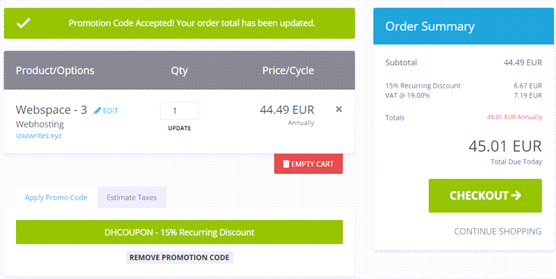KernelHost Coupon Applied