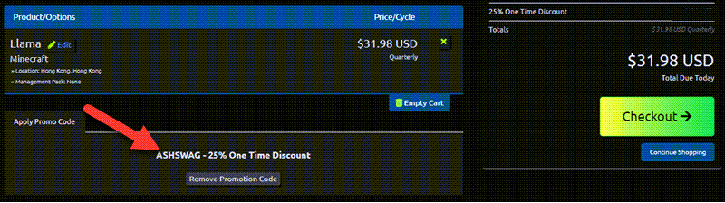 MCPROHosting Coupon Applied