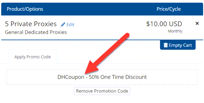 ProxyAqua Coupon Applied