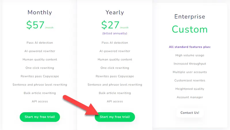 WordAi Pricing Plans