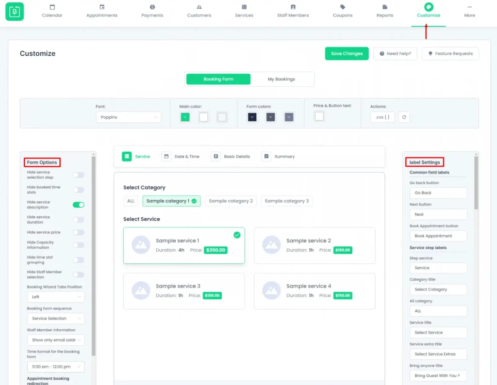 BookingPress Customize