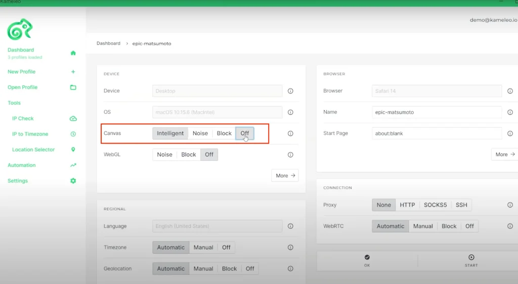 Kameleo Canvas Spoofing
