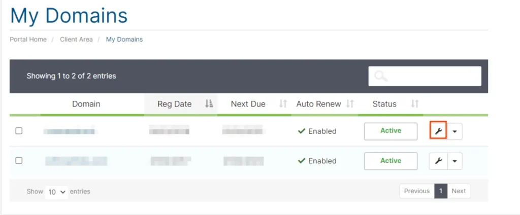 SupportHost - My Domains