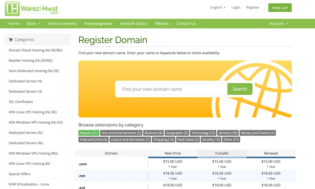 Warez-host Register Domains