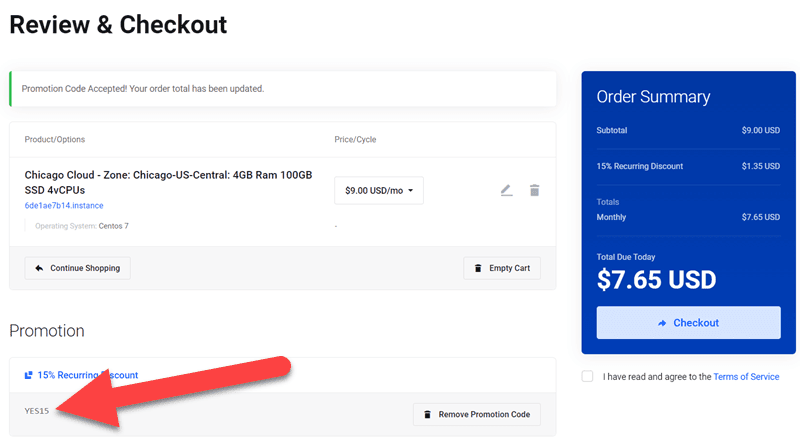CloudFanatic Coupon Applied