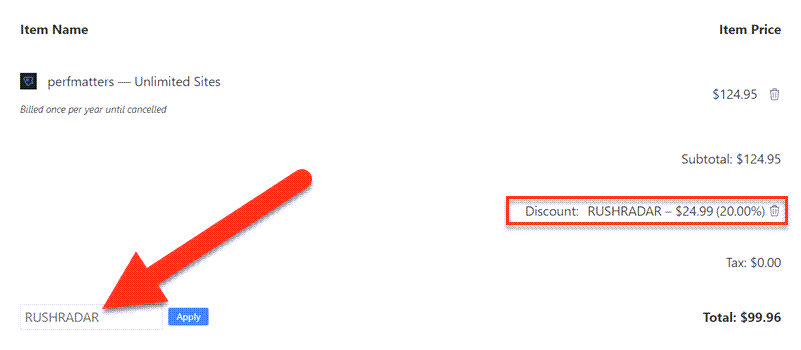 Perfmatters Discount Activated