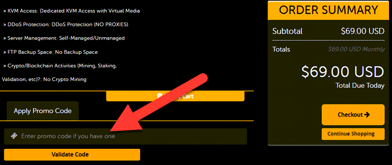 ReliableSite Promo Code Box