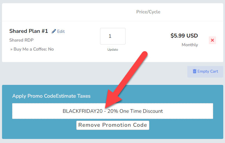 TryRDP Coupon Applied