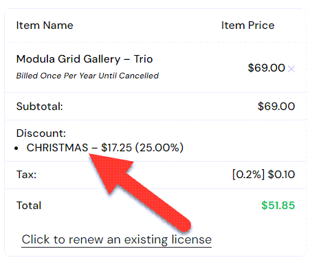WP Modula Discount Applied