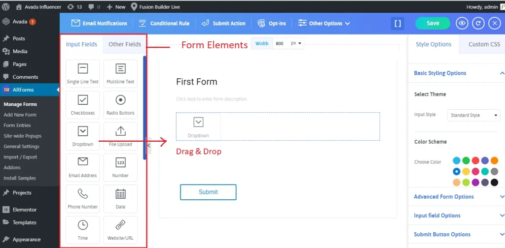ARForms Inline Editor