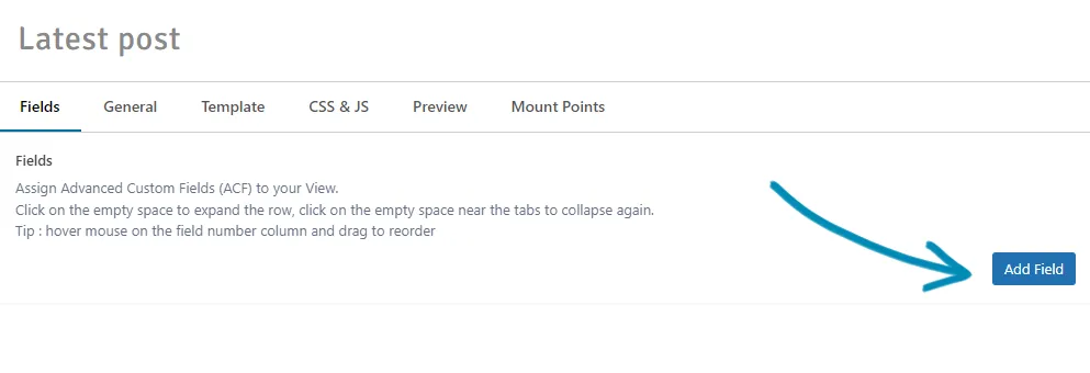 Add a field by clicking the Add Field button