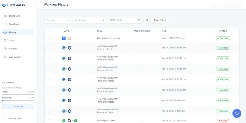 Automation History & Data Logs