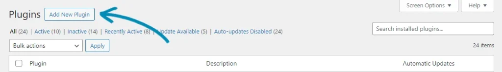 Click Add New Plugin for ACF installation