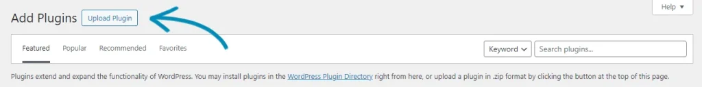 Click on upload plugin option