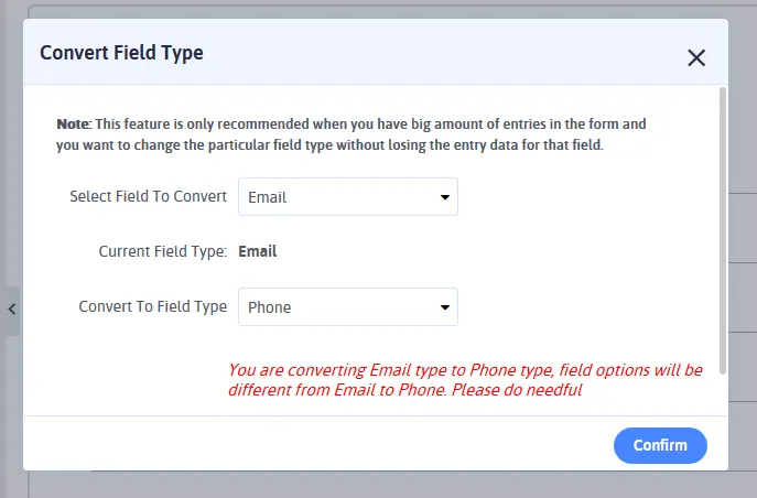 Convert Field Type