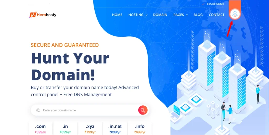 HeroHosty website homepagen