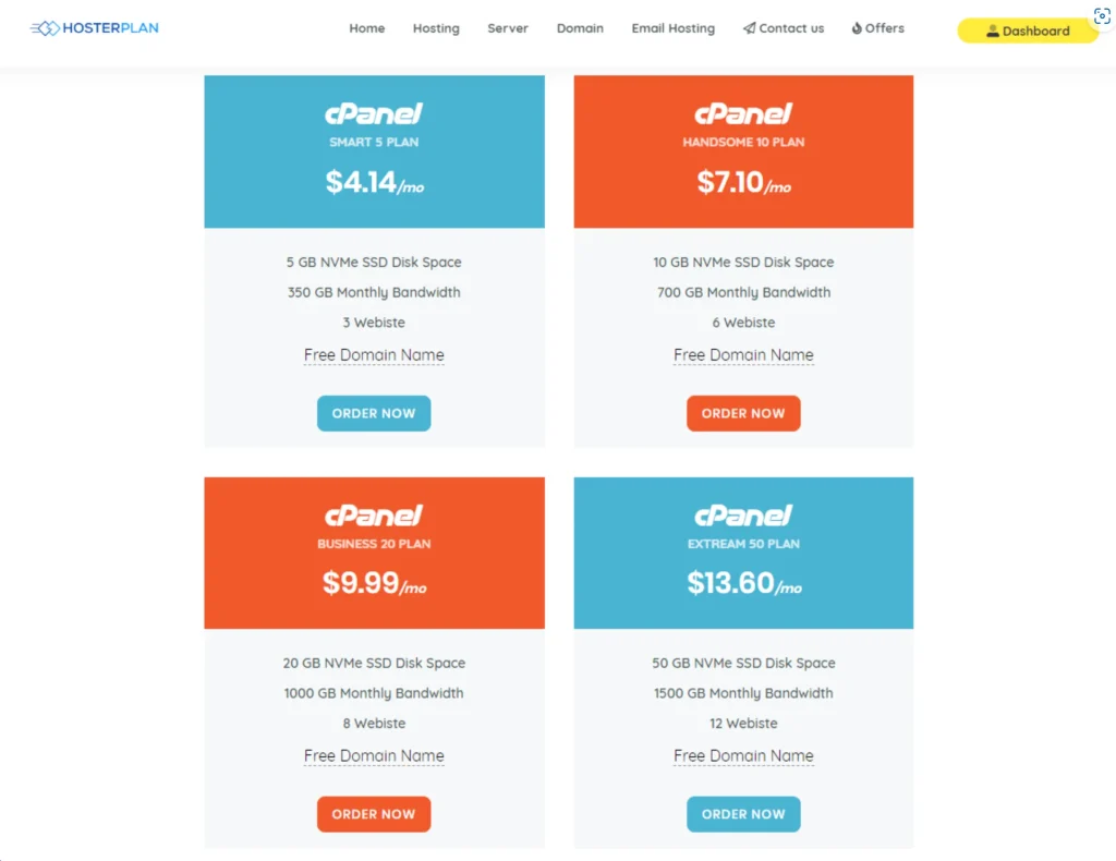 Hosterplan cPanel Hosting Pricing