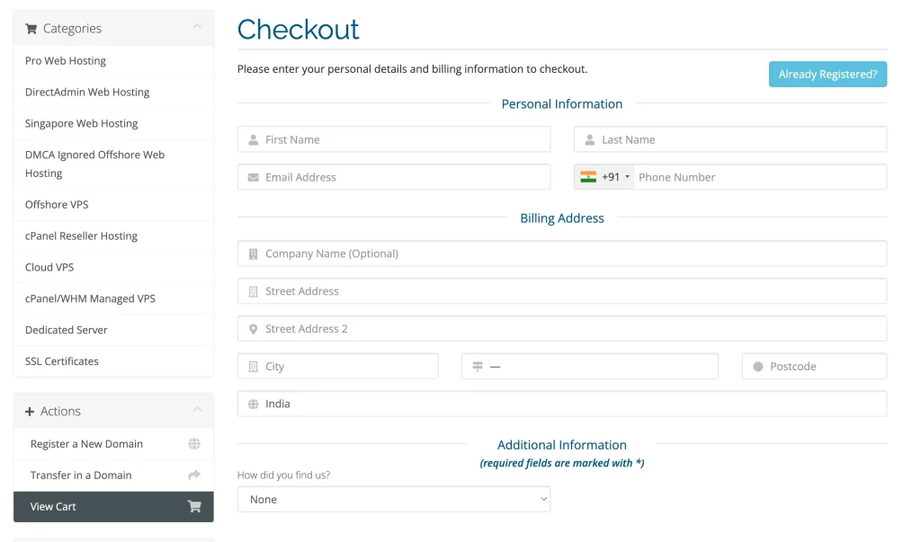 Hosterplan checkout
