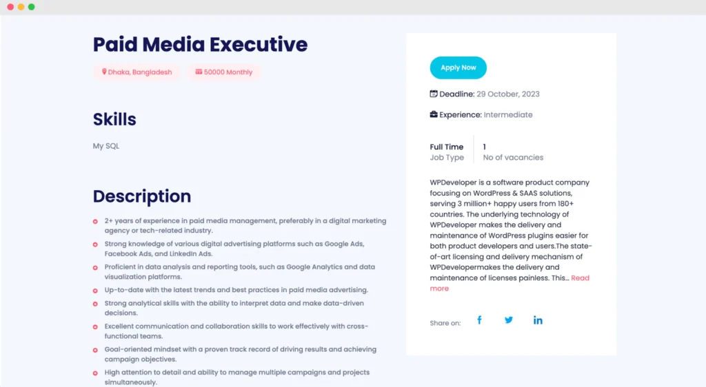 Improved Job Posting - Before