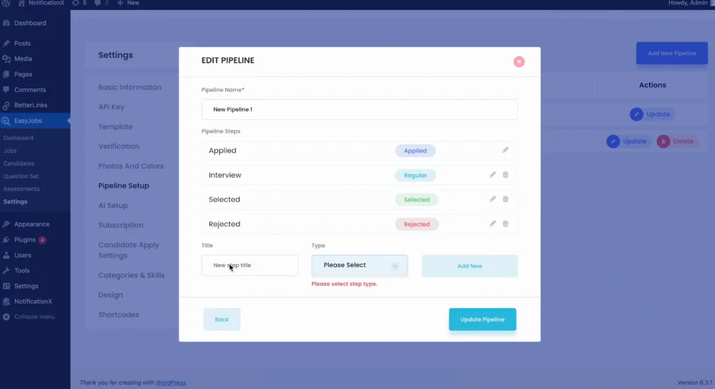 Manage Candidate Pipeline