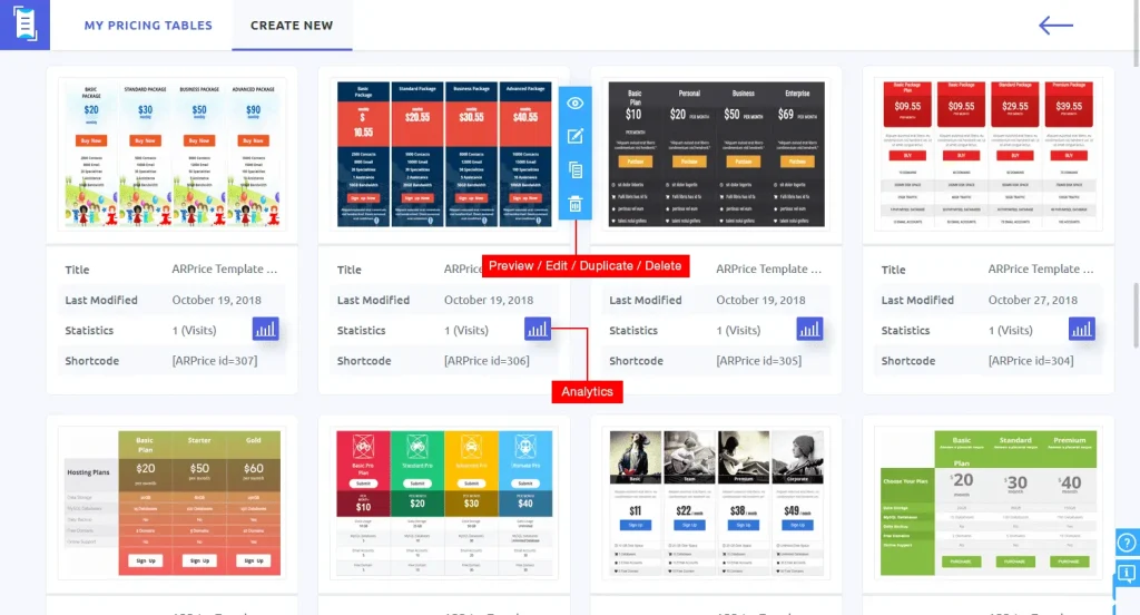 My Pricing Table
