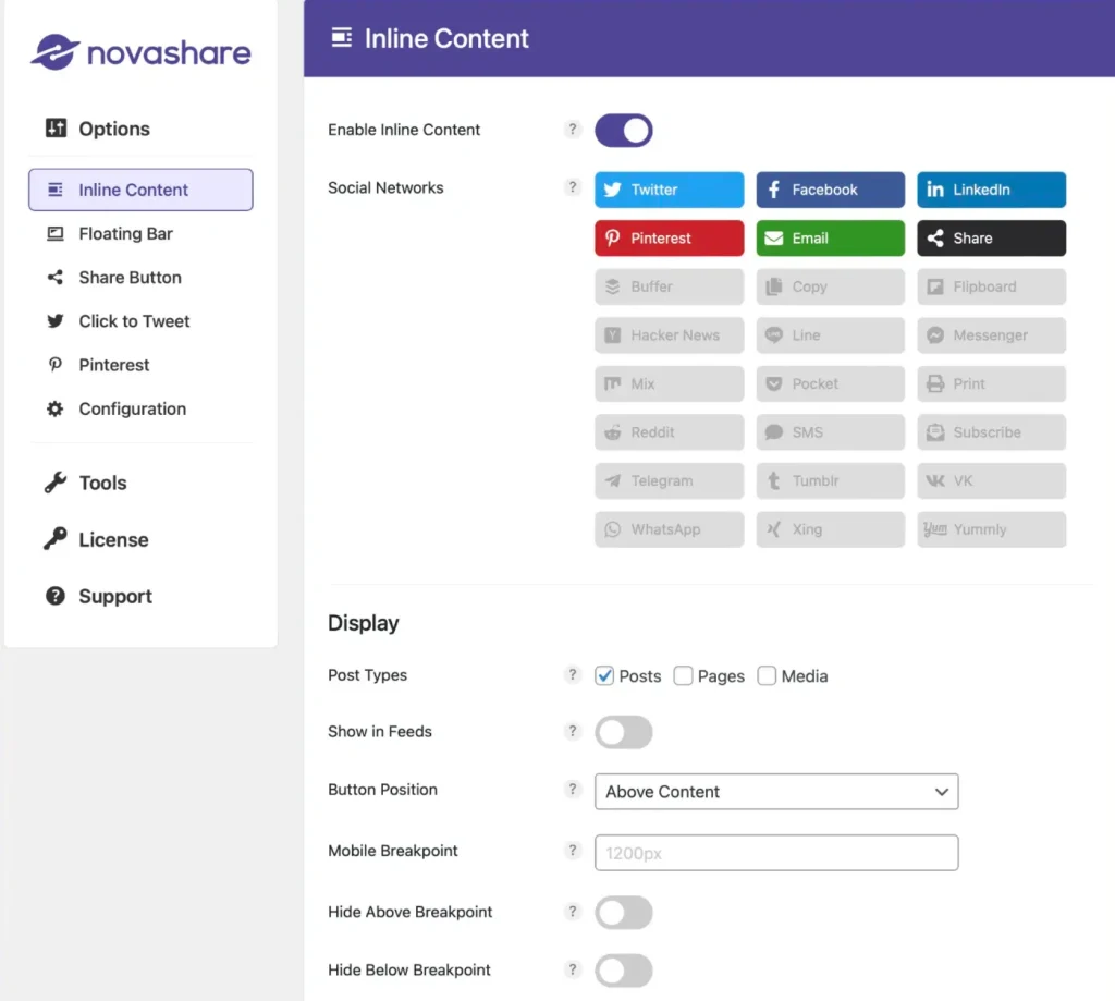 Novashare User Interface